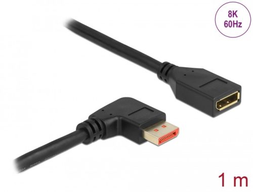 Delock DisplayPort bővítőkábel jobbra néző csatlakozódugóval - csatlakozóhüvellyel 8K 60 Hz 1 m