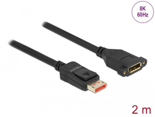 Delock DisplayPort bővítőkábel panelrögzítés 8K 60 Hz 2 m