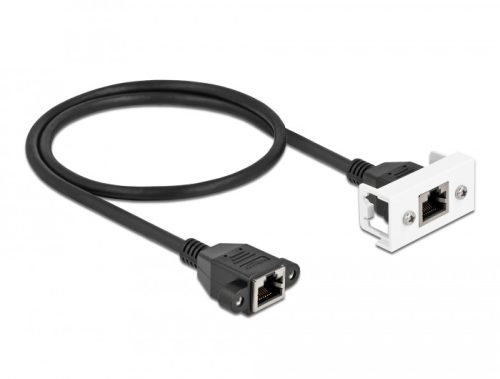 Delock Cat.6A hálózat kibővítő kábel Easy 45 modulhoz S/FTP RJ45 anya - RJ45 anya, 1 m, fekete