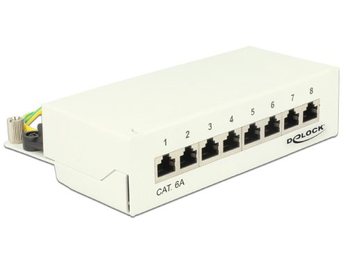 Delock asztali patch panel 8 portos Cat.6A fehér