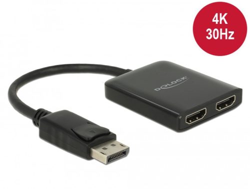 Delock Displayport 1.2-es elosztó 1 x Displayport-bemenet > 2 x HDMI-kimenet 4K 30 Hz