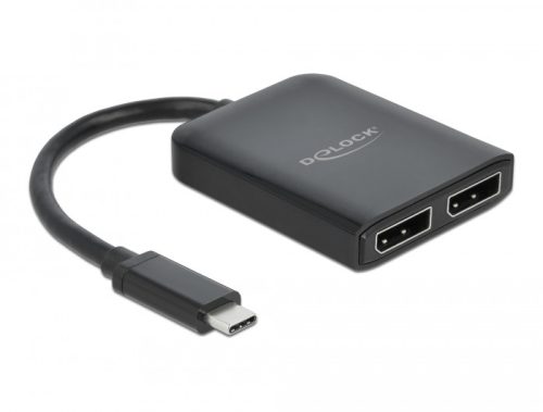 Delock Elosztó USB Type-C  csatlakozóval (DP alternatív mód támogatás)   2 db. DisplayPort MST / VXP