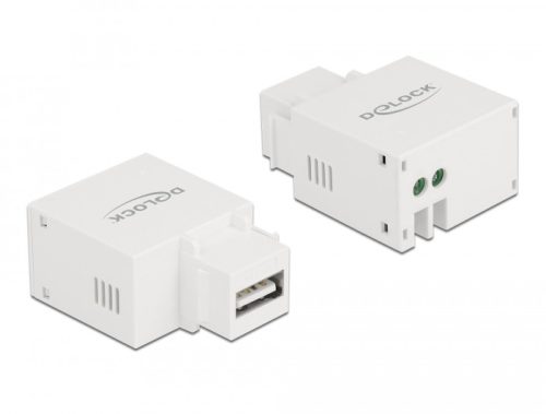 Delock 2,1 A-s, fehér, A-típusú USB töltő portos Keystone modul