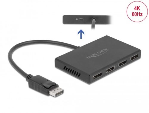 Delock DisplayPort 1.4-es elosztó 1 x DisplayPort-bemenet > 4 x DisplayPort-kimenet