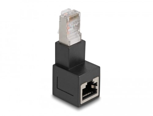 Delock RJ45 apa - RJ45 anya adapter Cat.6A 90  fokos szögben lefelé hajlítva