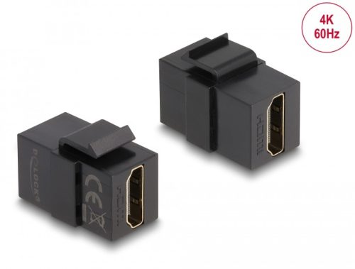 Delock Keystone modul, HDMI-csatlakozóhüvely > HDMI-csatlakozóhüvely, fekete