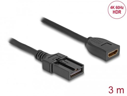 Delock HDMI önműködő kábel HDMI-A anya - HDMI-E apa kapcsolattal 3 m, 4K 60 Hz-s