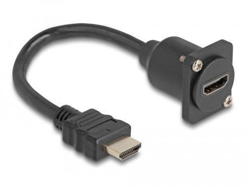 Delock D-típusú HDMI kábel apa   anya fekete 20 cm