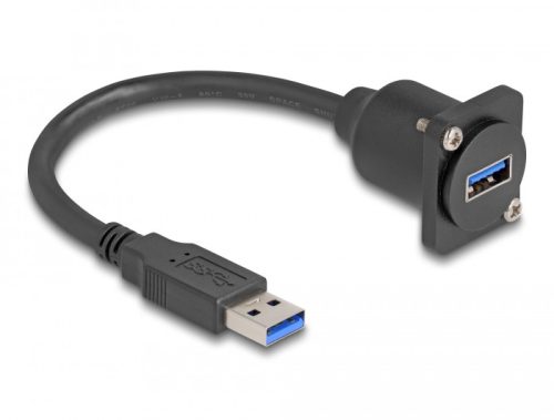 Delock D-típusú USB 5 Gbps kábel A-típusú apa   A-típusú anya fekete 20 cm