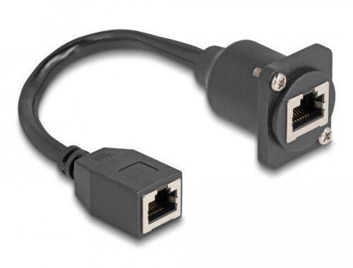 Delock D-típusú RJ45 kábel anya   anya Cat.5e fekete 20 cm