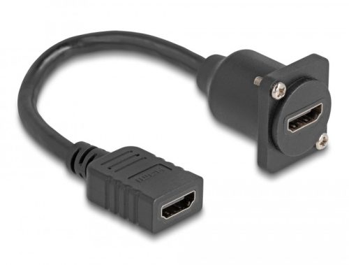 Delock D-típusú HDMI kábel anya   anya fekete 20 cm