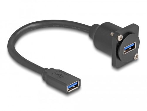 Delock D-típusú USB 5 Gbps kábel A-típusú anya   A-típusú anya fekete 20 cm