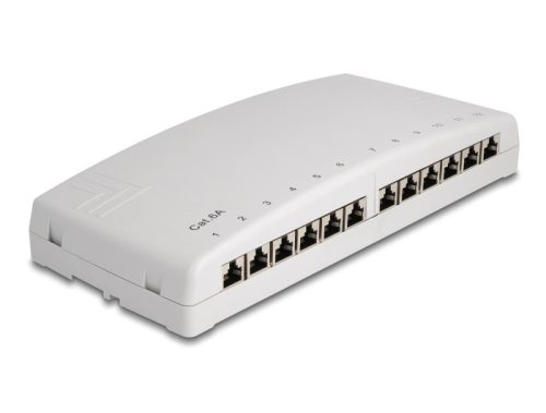 Delock Mini asztali patch panel 12 portos Cat.6A szürke