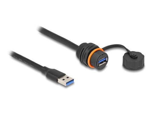 Delock USB 5 Gbps kábel A-típusú apa   A-típusú anya csatlakozó M20 cérnás installációhoz és védőkupakkal IP68 por és ví