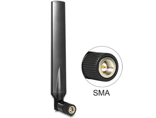 Delock LTA antenna SMA sáv 1/3/7/20 -5 ~ -2.8 dBi mindenirányú, csuklós, fekete