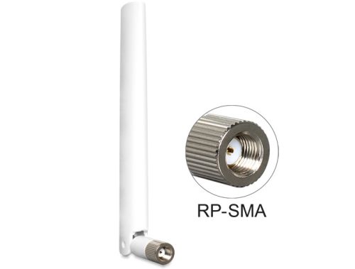 Delock WLAN antenna RP-SMA 802.11 a/b/g/n 2 ~ 4 dBi, mindenirányú, csuklós, fehér