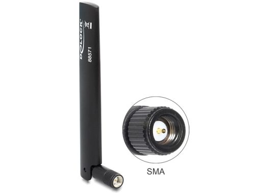 Delock LTE antenna SMA -0,8 ~ 3,0 dBi mindenirányú, flexibilis csatlakozóval, fekete