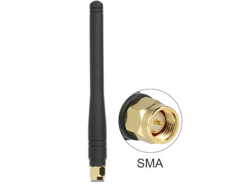 Delock flexibilis ISM (433MHz) antenna, 2.5dBI, gömbkarakterisztikájú, SMA csatlakozóval