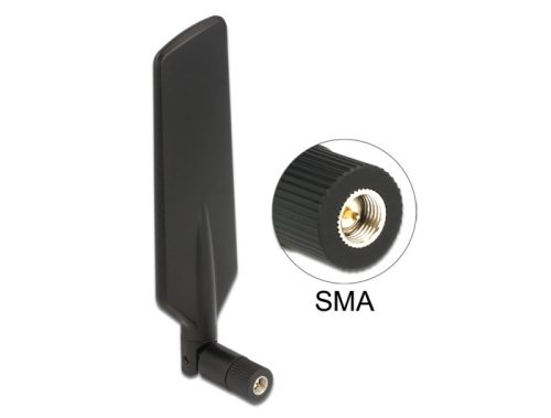 Delock LTE antenna SMA 0,5 ~ 3 dBi mindenirányú forgatható rugalmas csatlakozóval fekete