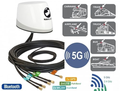 Navilock GNSS GALILEO GPS 5G LTE-MIMO WLAN-MIMO Antenna NL-400 RP-SMA hím 3,5 - 4 dBi omni tetőanten