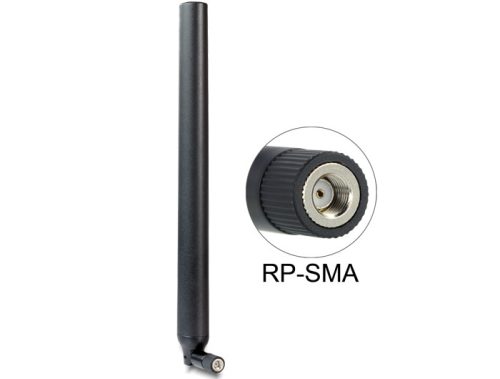 Delock WLAN antenna RP-SMA 802.11 ac/a/h/b/g/n 5,5 ~ 9 dBi mindenirányú csatlakozó Fekete