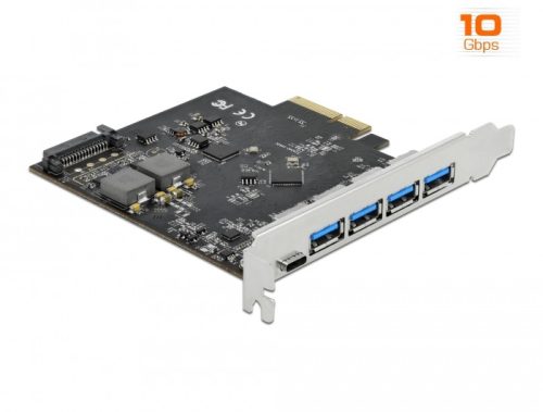 Delock PCI Express x4 Kártya - 1 x USB Type-C  + 4 x A-típusú USB - SuperSpeed USB 10 Gbps