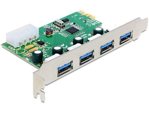 Delock PCI Express kártya > 4 x USB 3.0, CD