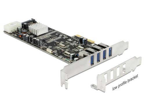 Delock PCI Express x4 Kártya > 4 x Külső USB 3.0 Quad Channel