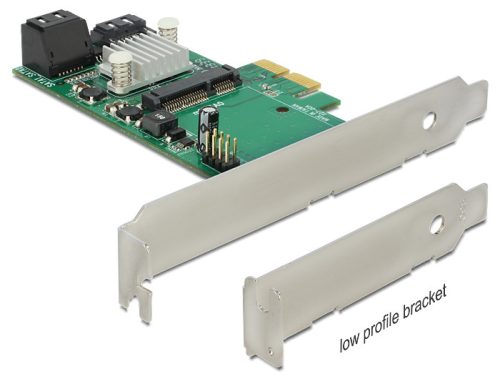 Delock PCI Express-kártya > Hibrid 3 x belső SATA 6 Gb/s + 1 x belső mSATA