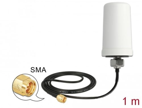 Delock WLAN 802.11 ac/a/h/b/g/n antenna SMA dugó 1,4 - 3,0 dBi mindenirányú csatlakozó kábellel