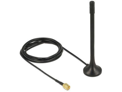 Delock Antenna ISM 433 MHz SMA 2 dBi 2 m RG-174 mindenirányú, fix mágneses alap fekete