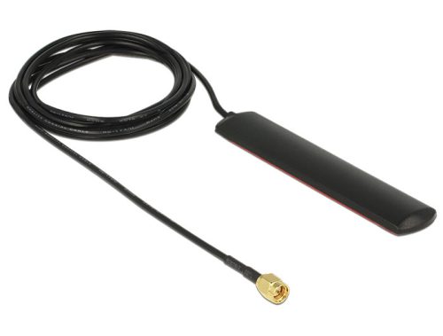 Delock GSM UMTS LTE WLAN 2,4 GHz-es antenna SMA Plug 2 dBi 2dBi mindenirányú ragasztásos rögzítéssel