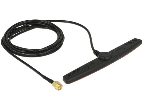 Delock GSM UMTS LTE antenna SMA dugó 2,5 dBi 2 m RG-174 mindenirányú ragasztós rögzítéssel