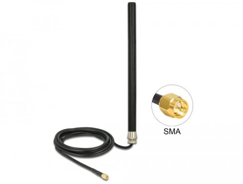 Delock LTE UMTS GSM Antenna SMA apa csatlakozóval 3 dBi mindenirányban rögzíthető, csatlakozó kábell