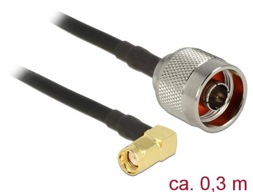 Delock Antennakábel N Plug > RP-SMA Plug 90  CFD200 0.3 m low loss