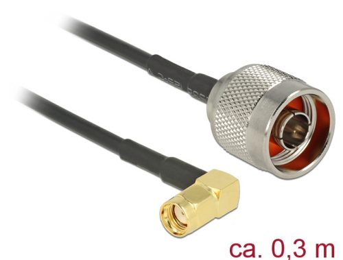 Delock Antennakábel N Plug > RP-SMA Plug 90  RG-174 0.3 m