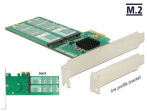 Delock PCI Express Kártya > 4 x belső M.2 Key B - alacsony profilú formatényező