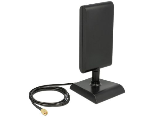 Delock WLAN 802.11 ac/a/h/b/g/n antenna RP-SMA-dugó 2-4 dBi irányítatlan, mágneses talppal és csatla