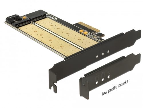 Delock PCI Express x4-kártya > 1 x belso M.2 aljzat B nyílással + 1 x belso NVMe M.2 aljzattal, M