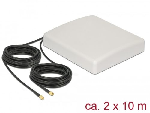 Delock LTE MIMO antenna 2 x SMA dugó 8 dBi irányított 8 dBi RG-58 csatlakozókábellel 10 m fehér kült