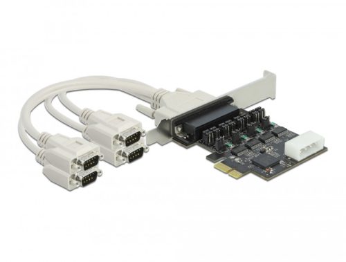 Delock PCI Express Kártya > 4 x soros RS-232 tápfeszültséggel 5 V / 12 V