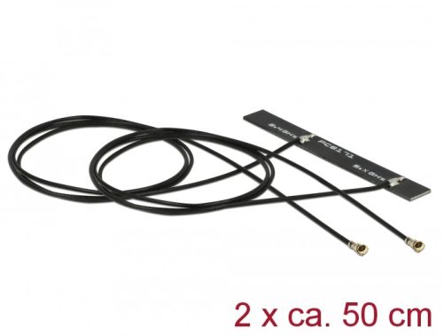 Delock WLAN 802.11 ac/a/h/b/g/n ikerantenna, 2 x MHF  4L csatlakozódugó, 3 - 5 dBi, 1.13 2 x 50 cm-e