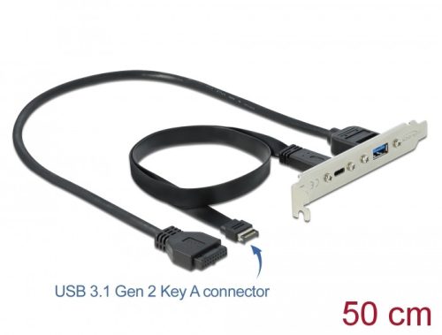 Delock Csatlakozó aljzat 1 x USB Type-C  és 1 x USB A-típusú porttal