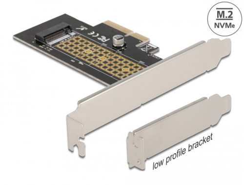 Delock PCI Express x4-kártya - 1 x belső NVMe M.2 Key M 80 mm - alacsony profilú formatényező