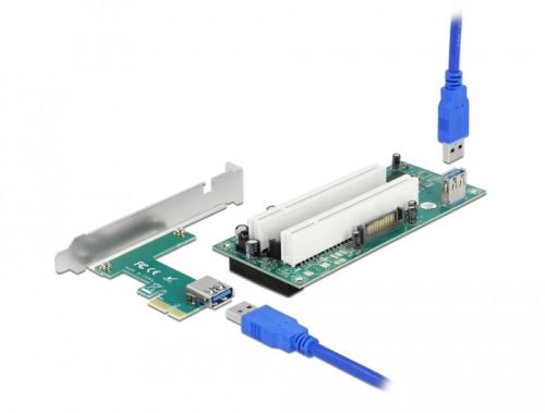 Delock PCI Express Riser kártya x1 - 2 x PCI 32 Bit bővítőhely, 60 cm-es -kábellel