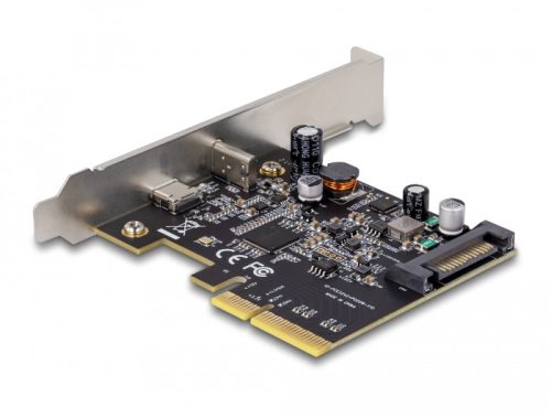 Delock PCI Express x4 kártya   1 x SuperSpeed USB 20 Gbps USB Type-C+1xUSB Type-C PD 20Watt