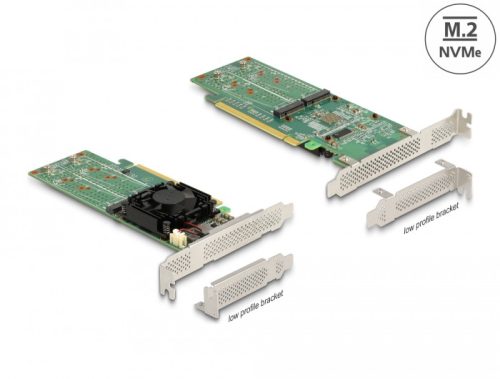 Delock PCI Express x16 Card - 4 x belső NVMe M.2 M-kulcs - alacsony profilú formatényező