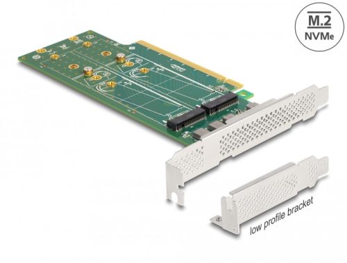 Delock PCI Express 4.0 x16 kártya - 4 x belső NVMe M.2 Key M 110 mm - elágazás - alacsony profilú formatényező