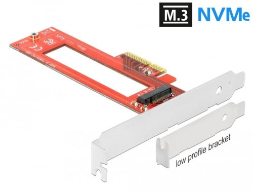 Delock PCI Express x4-kártya - 1 x M.3 / NF1 nyílás - alacsony profilú formatényező