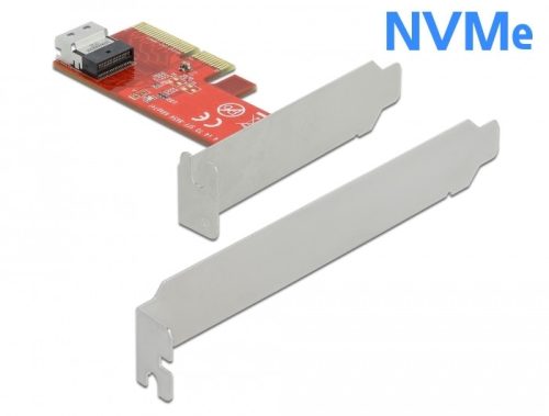 Delock PCI Express x4-kártya - 1 x belső SFF-8654 4i NVMe - alacsony profilú formatényező